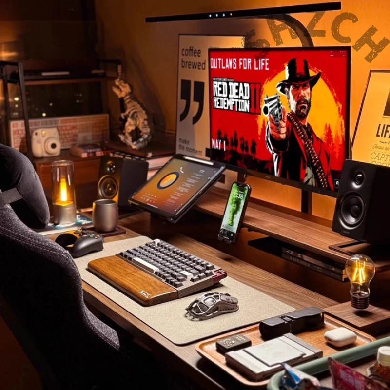 Desk Setup With Laptop And Monitor - Modular Walnut Monitor Stand for Ergonomic