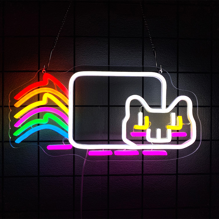 Rainbow Cat LED Neon Sign, USB - Ambient Light Bar Usb 评论和价格