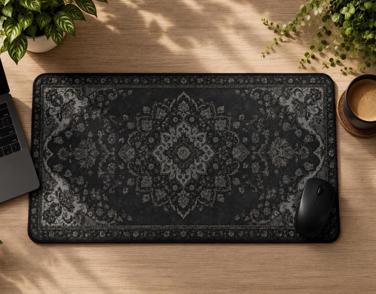 Black Rug Desk Mat Dark Academ - Desk Setup Vintage 评论和价格