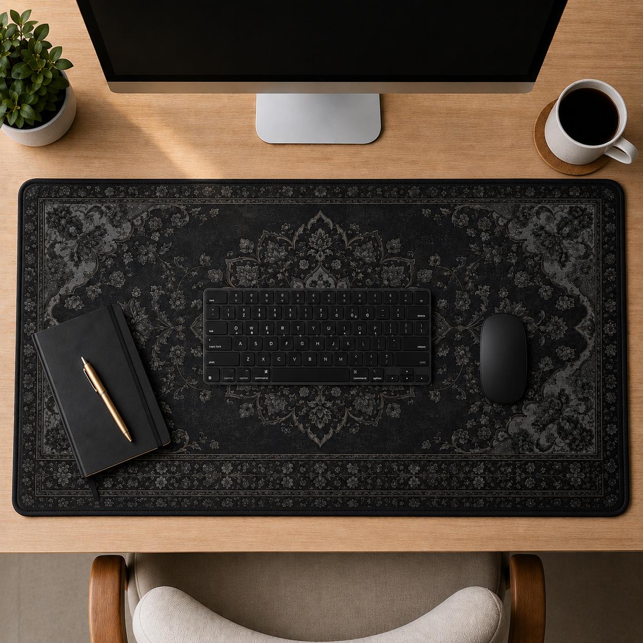 Black Rug Desk Mat Dark Academ - Desk Setup Vintage 评论和价格