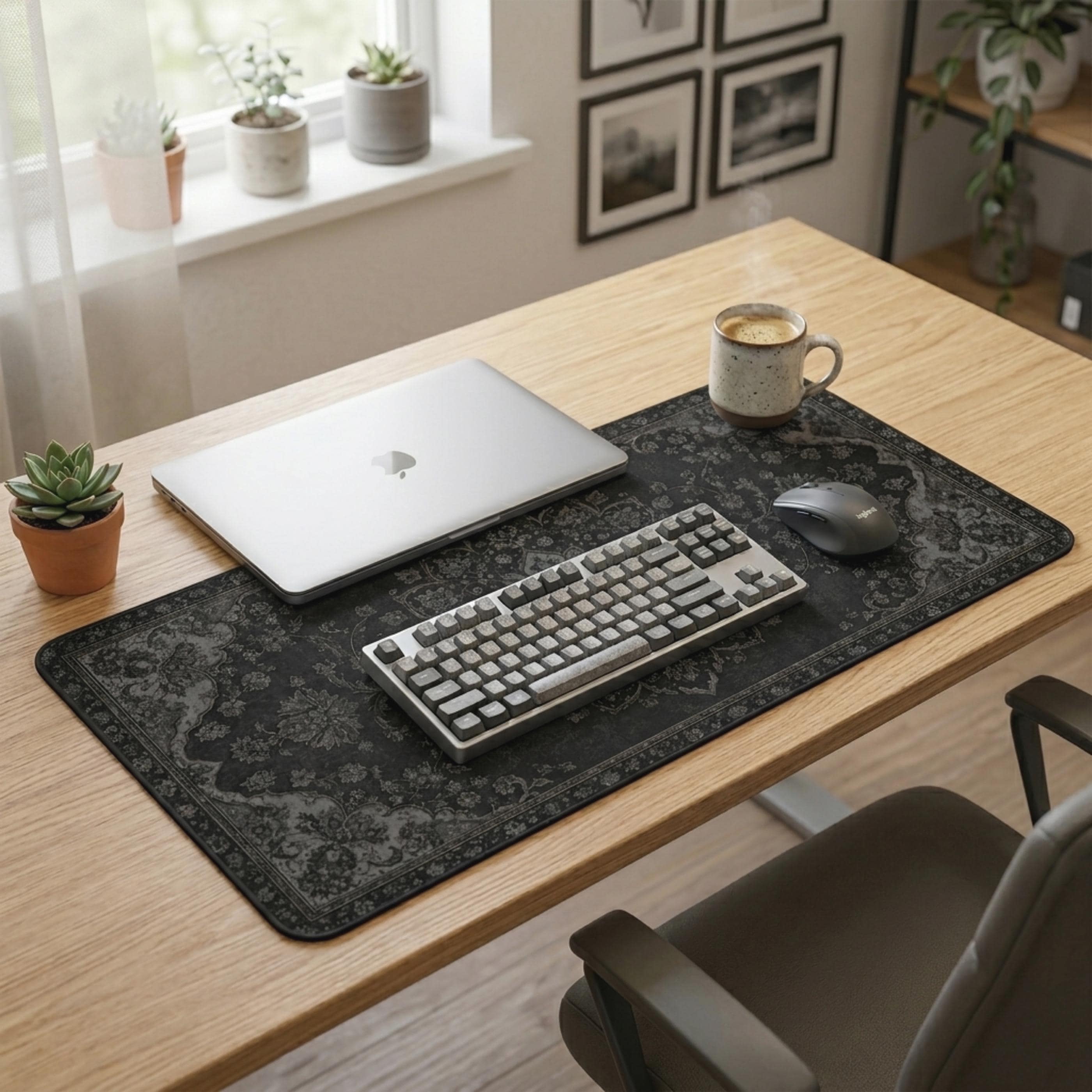 Black Rug Desk Mat Dark Academ - Desk Setup Vintage 评论和价格