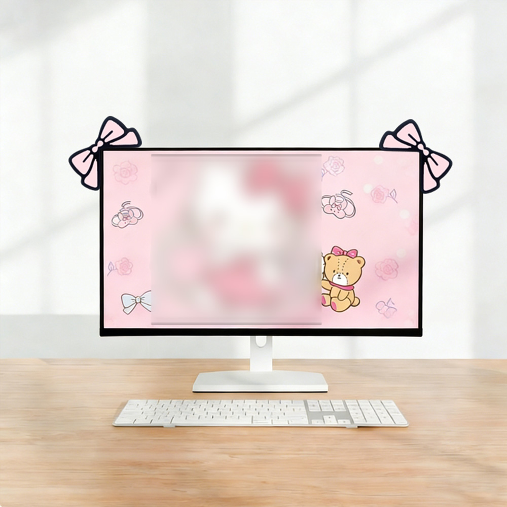 Cute Pink Bow Monitor Decor Ka - Desk Setup With Laptop And Monitor 评论和价格