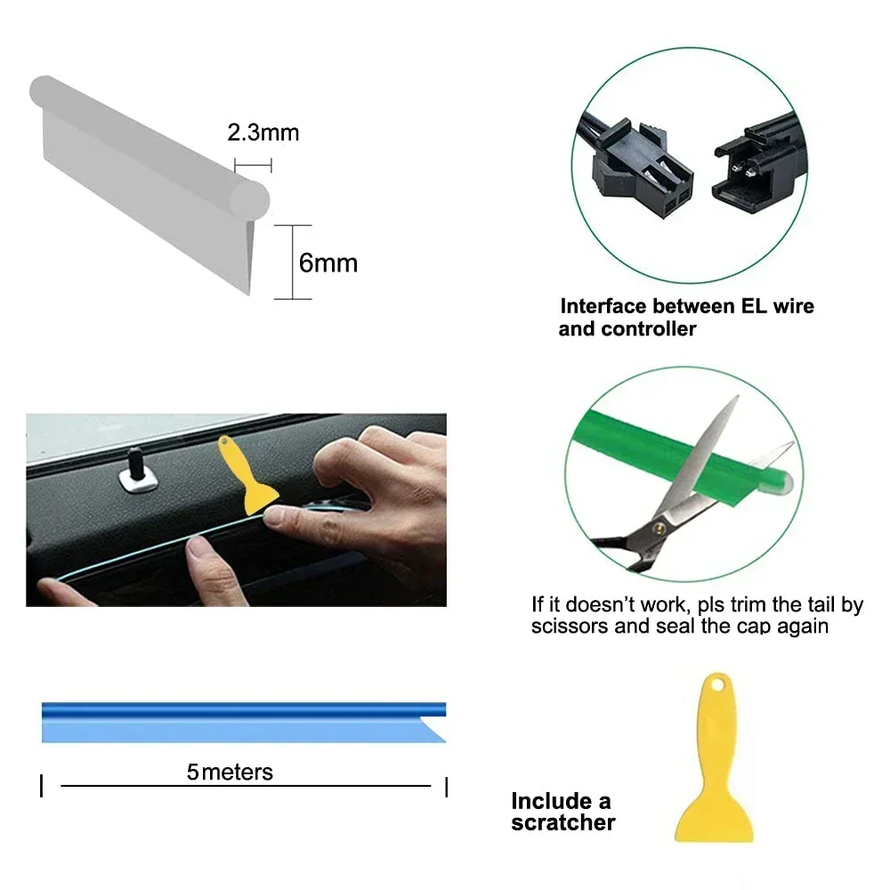 1/3/5M Car Interior Light Deco - Ambient Light Bar Usb 评论和价格