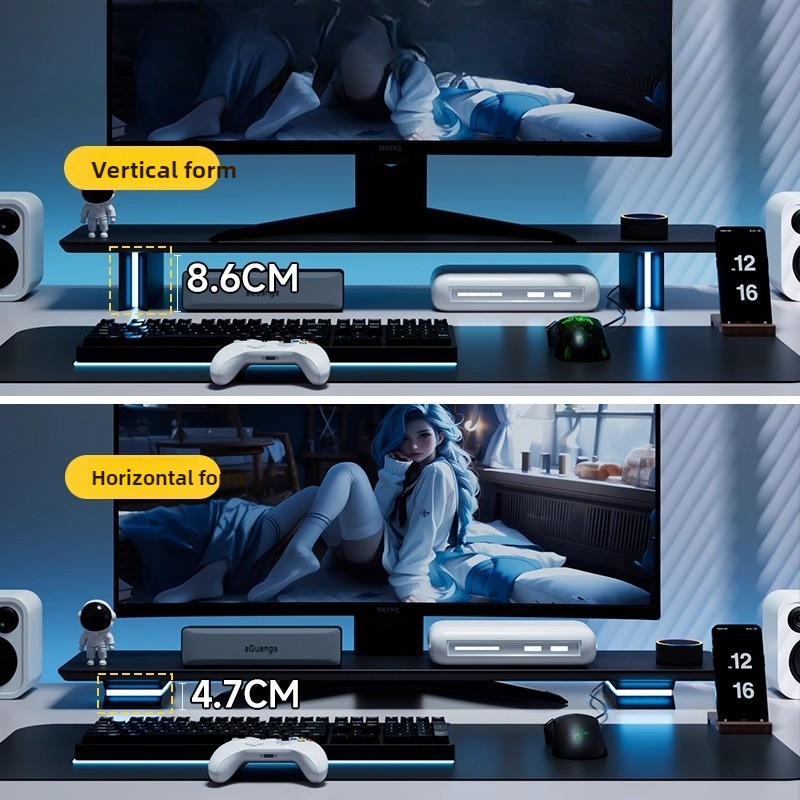 RGB Monitor Stand Ergonomic Co - Desk Setup With Laptop And Monitor 评论和价格