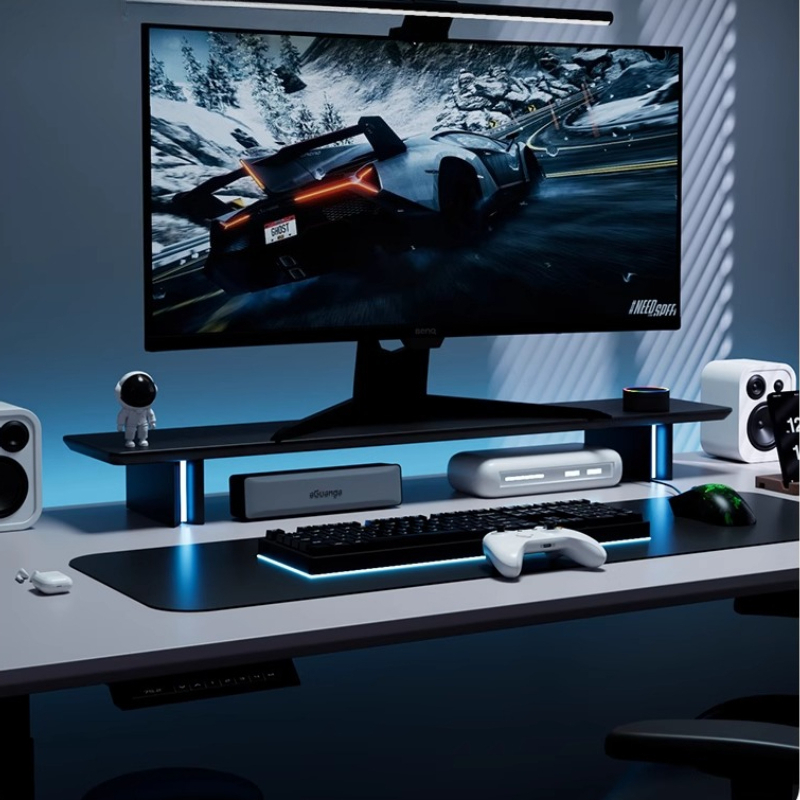 RGB Monitor Stand Ergonomic Co - Desk Setup With Laptop And Monitor 评论和价格