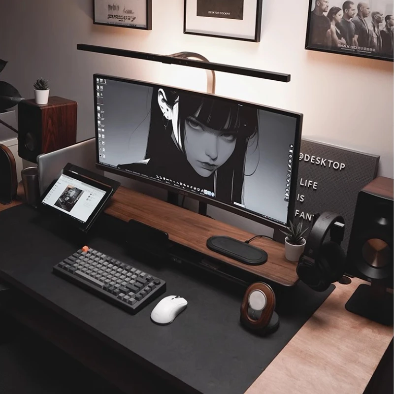 Modular Walnut Monitor Stand f - Desk Setup With Laptop And Monitor 评论和价格