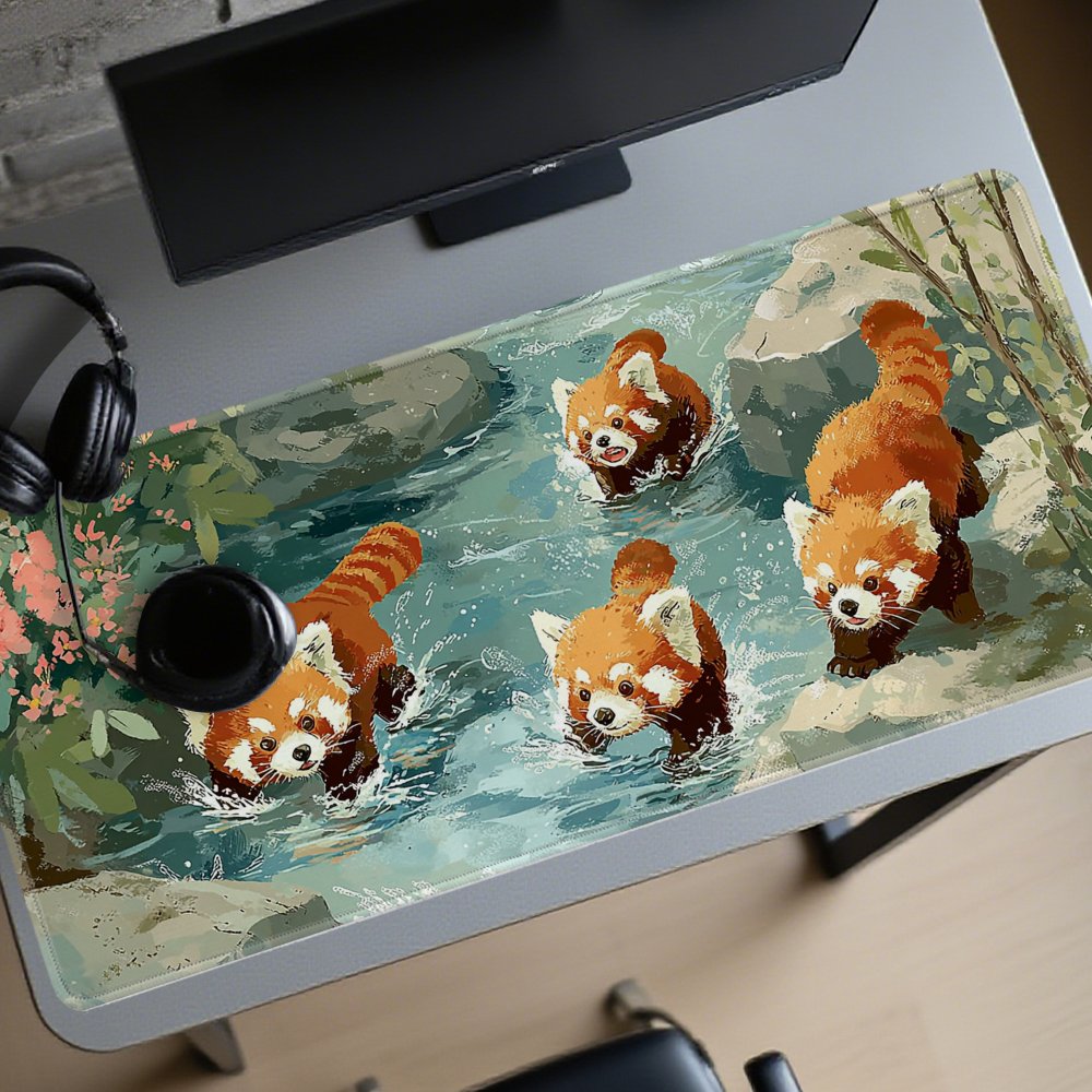 Four Red Pandas Playing in Str - Desk Setup Streaming 评论和价格