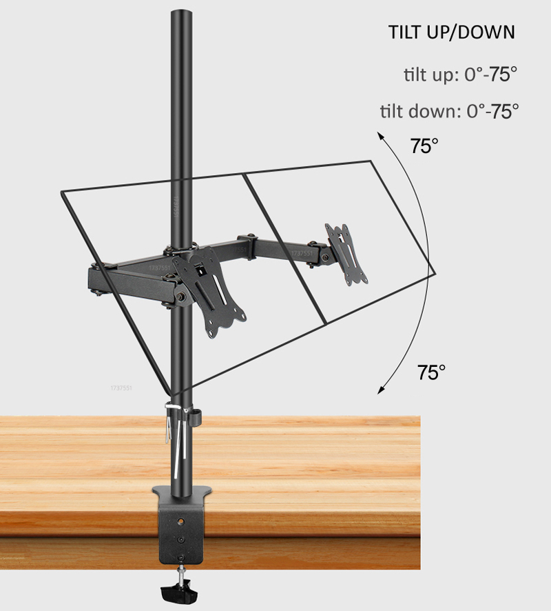 T902-280 360 Rotate Steel 10'- - Dual Monitor Desk Setup 评论和价格