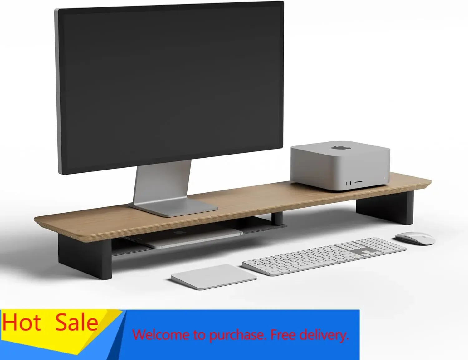 White Oak Dual‑Tier Ergonomic  - Dual Monitor Desk Setup 评论和价格