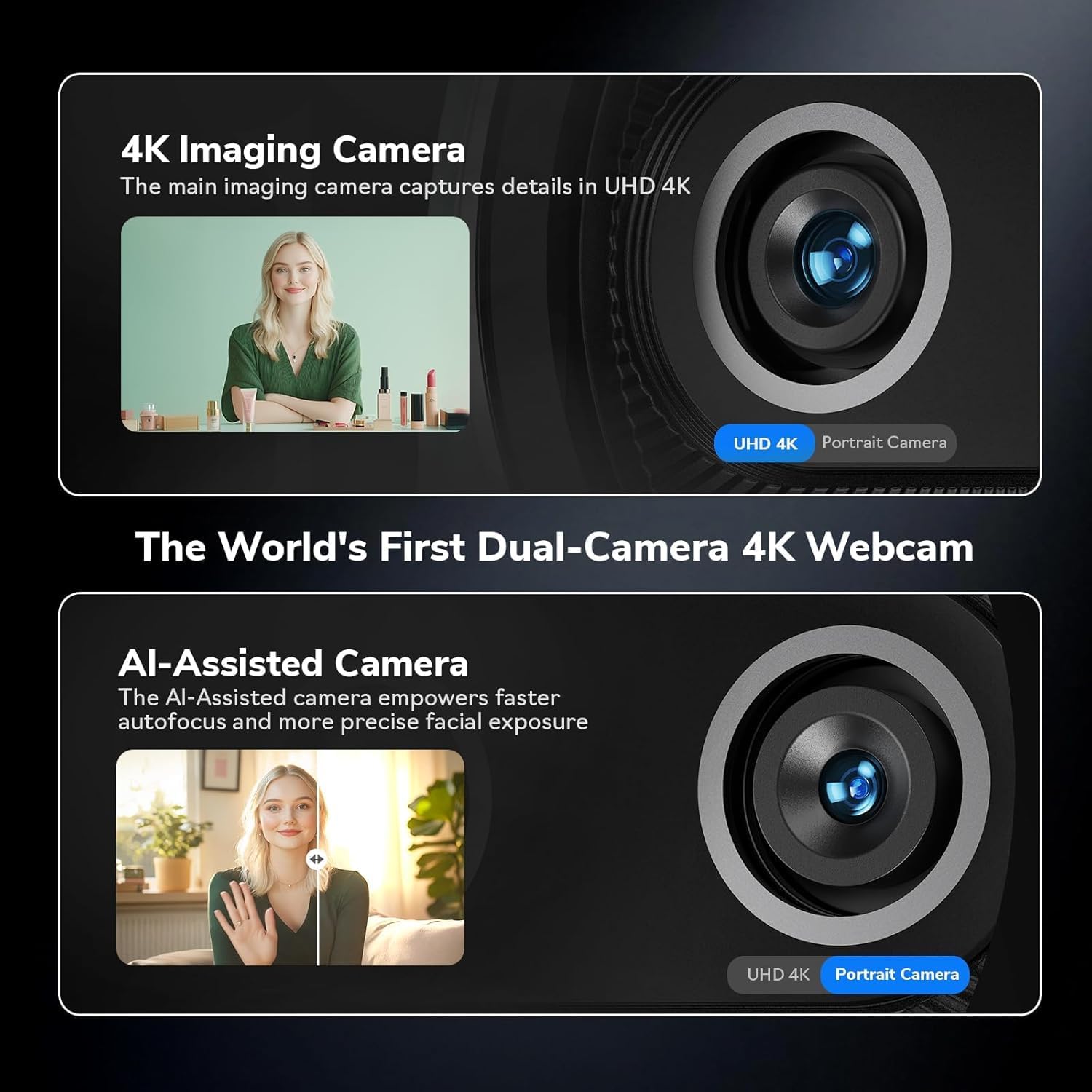 Webcam 4K EMEET Dual-Camera AI - Desk Setup Streaming 评论和价格
